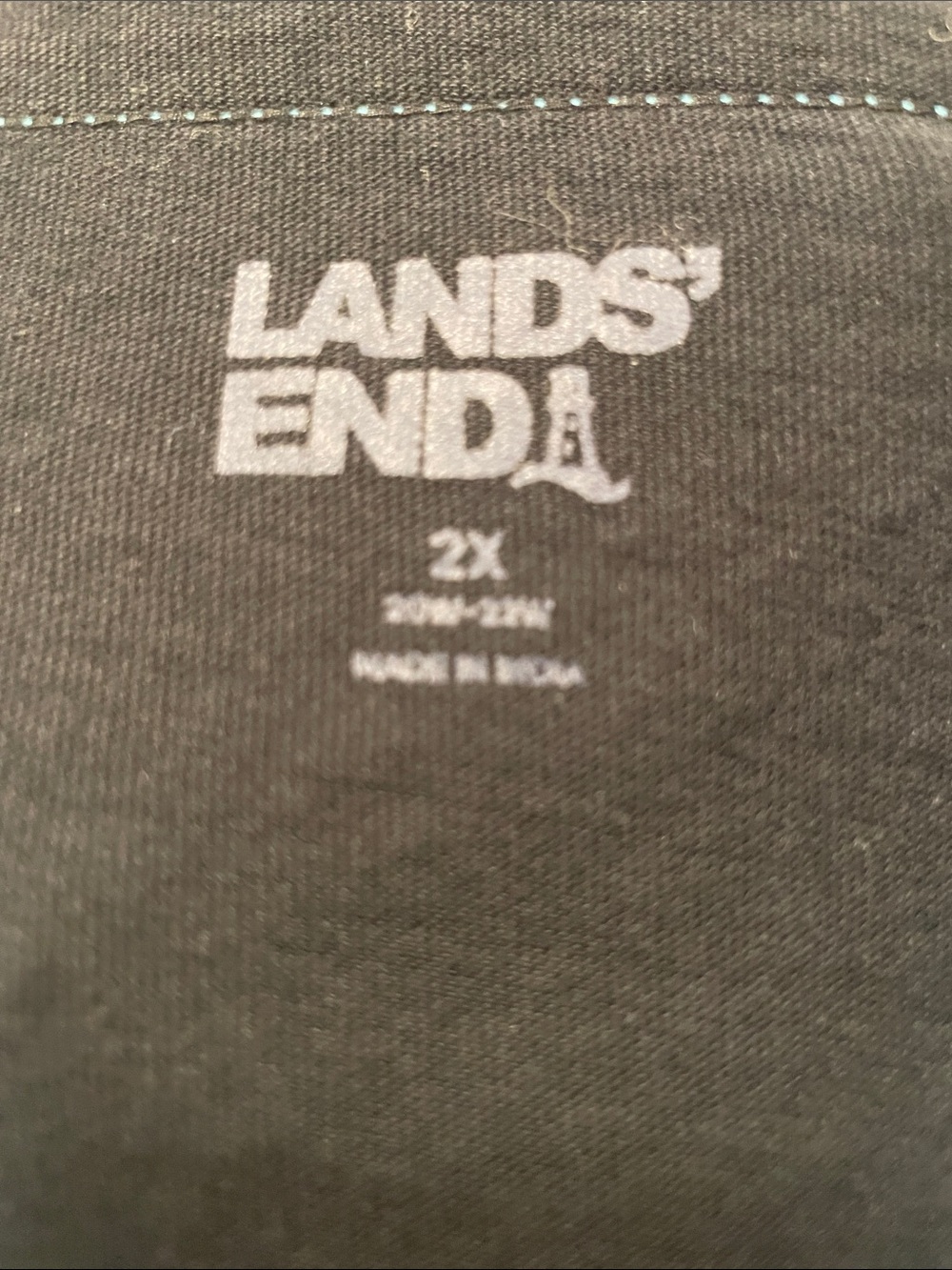 Lands' End Black Sleeveless Dress with Turquoise Trim - Picture 2 of 2